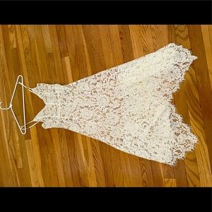 One Wish White Lace Midi Dress